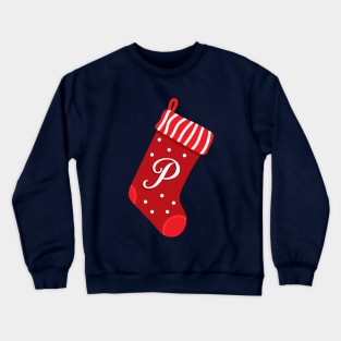 Christmas Stocking with Letter P Crewneck Sweatshirt